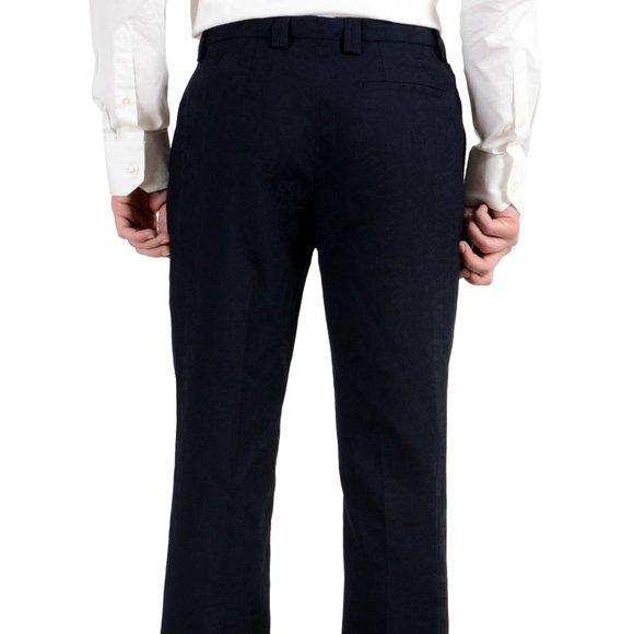 Versace Versus Wool Dark Blue Pleated Dress Pants